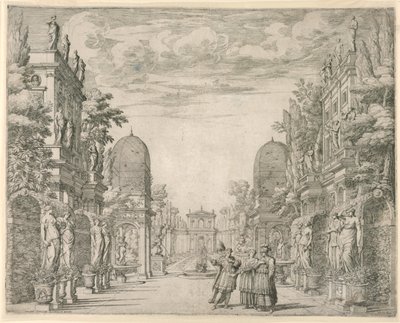 Cenografia da Cena 3, "La Vita Humana overo", de "O Triunfo da Pietá" de Giovanni Battista Galestruzzi