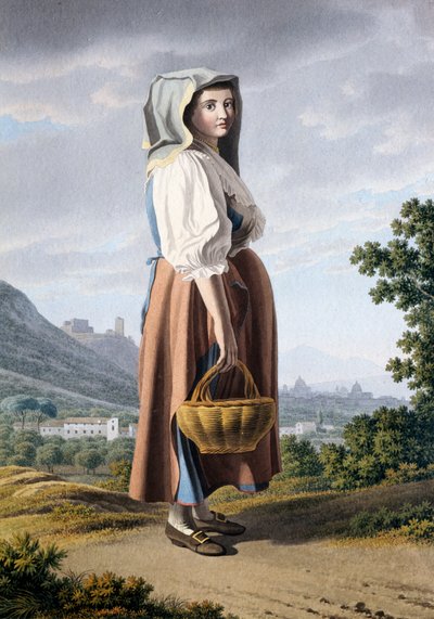 Camponês no fundo de Maddaloni, de Giovan Battista Lusieri (ca 1755-1821), aguarela sobre papel 32x23 cm, Itália de Giovanni Battista Lusieri