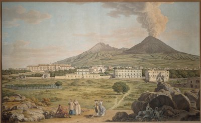 As encostas do Vesúvio a partir de Portici com vista para o Palácio dos Bourbon, de Giovan Battista Lusieri, guache. de Giovanni Battista Lusieri