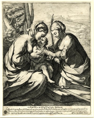 Giovanni Battista Mercati - O casamento místico de Santa Catarina, em cujo dedo Cristo coloca o anel; segundo Correggio. 1620, 1837,0408.160 de Giovanni Battista Mercati