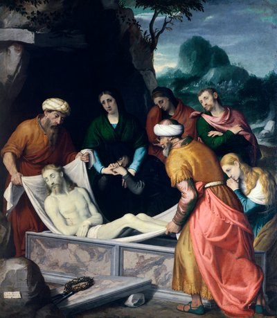 Deposição de Cristo no túmulo, por Giovanni Battista Moroni (ca. 1525-1578), óleo sobre tela de Giovanni Battista Moroni