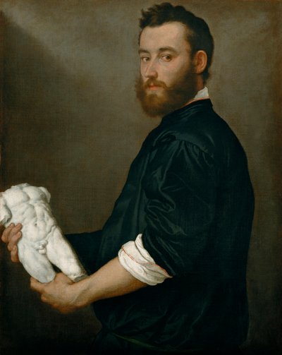 "Portrait du sculpteur Alessandro Vittoria (1525-1608)" (O Escultor Alessandro Vittoria (1525-1608)) Peinture de Giovan Battista Moroni (1520/25-1578) - vers 1552-1553 - Óleo sobre tela Dim 82,5x64,6 cm Museu de História da Arte, Vienne de Giovanni Battista Moroni