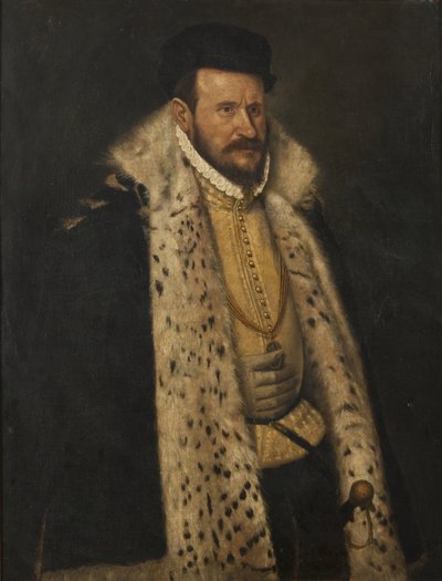 Retrato de um homem com casaco forrado de pele de Giovanni Battista Moroni