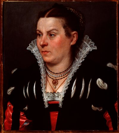 Retrato de uma senhora rica - óleo sobre tela de Giovanni Battista Moroni