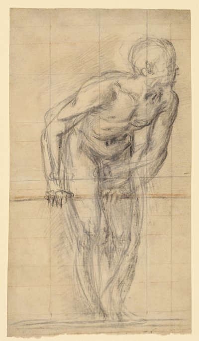 Um nu masculino em pé (frente); Um nu masculino em pé (verso) de Giovanni Battista Naldini