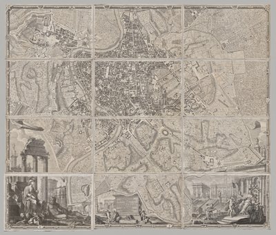 Novo mapa de Roma trazido à luz por Giambattista Nolli no ano MDCCXLVII, conhecido como La Pianta Grande di Roma de Giovanni Battista Nolli