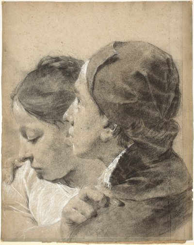 Um jovem abraçando uma garota de Giovanni Battista Piazzetta