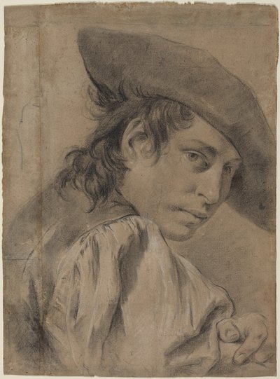 Um jovem com chapéu de abas largas de Giovanni Battista Piazzetta