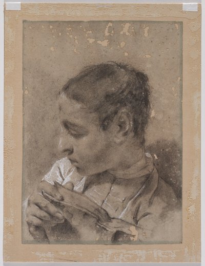 Cabeça de um jovem de perfil com um livro, c. 173040s. de Giovanni Battista Piazzetta