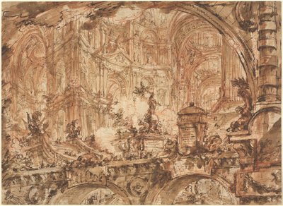 Um magnífico interior palaciano de Giovanni Battista Piranesi