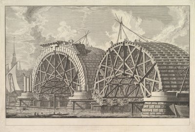 Uma vista de parte da ponte pretendida em Blackfriars, Londres, ca. 1764 de Giovanni Battista Piranesi