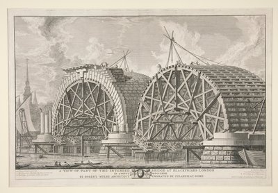 Uma vista de parte da ponte prevista em Blackfriars, Londres, em Agosto MDCCLXIIII por Robert Mylne, Arquitecto, gravada por Piranesi em Roma de Giovanni Battista Piranesi