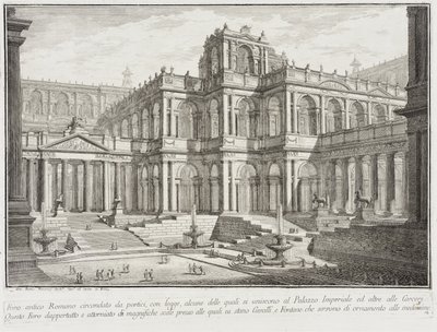 Fórum antigo rodeado de pórticos de Giovanni Battista Piranesi