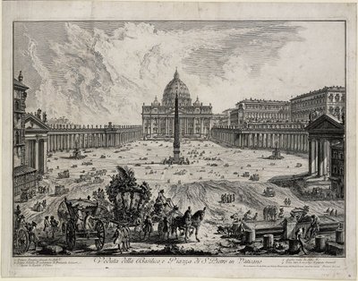 Vista da basílica e da praça de San Pietro in Vaticano (de: Vedute di Roma) de Giovanni Battista Piranesi
