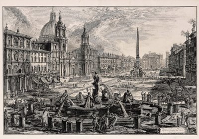 Vista da Piazza Navona em Roma (de: Vedute di Roma) de Giovanni Battista Piranesi