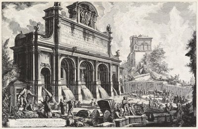 Vista do Castello dell’Acqua Paola no Monte Aureo (Gianicolo) de Giovanni Battista Piranesi