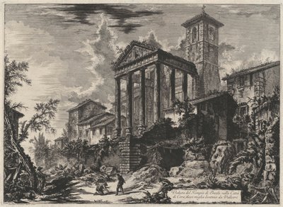 Vista do Templo de Hércules na cidade de Cora, a dez milhas de Velletri (de: Vedute di Roma) de Giovanni Battista Piranesi