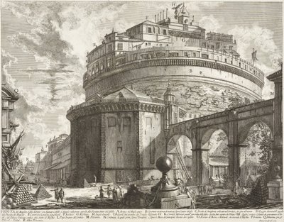 Vista do mausoléu de Aélio Adriano (Castelo de Santo Ângelo) de Giovanni Battista Piranesi