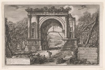 Boog van Augustus te Aosta
Vista do Arco construído em honra de Augusto perto da Cidade de Aosta no Piemonte, antiga Augusta Praetoria Salassorum (título sobre o objecto)
Enige gezichten op door Romeinen gebouwde triomfbogen en andere monumenten (serie g de Giovanni Battista Piranesi