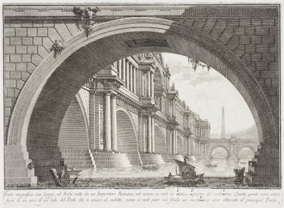 Ponte coberta de loggias e arcos de Giovanni Battista Piranesi