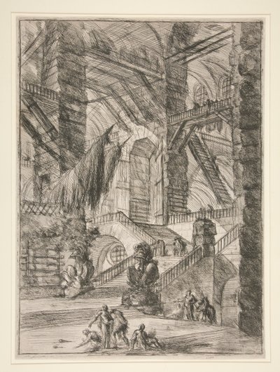 Carceri, VIII: A Escadaria com Troféus de Giovanni Battista Piranesi