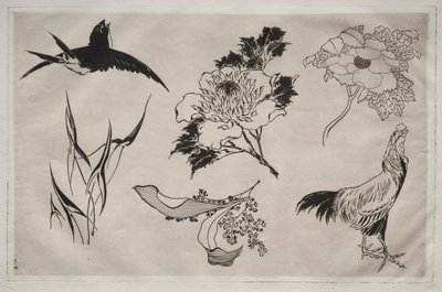 Serviço de Jantar (serviço Rousseau): Andorinha, Galo e Flores (nº 8) de Giovanni-Battista Piranesi