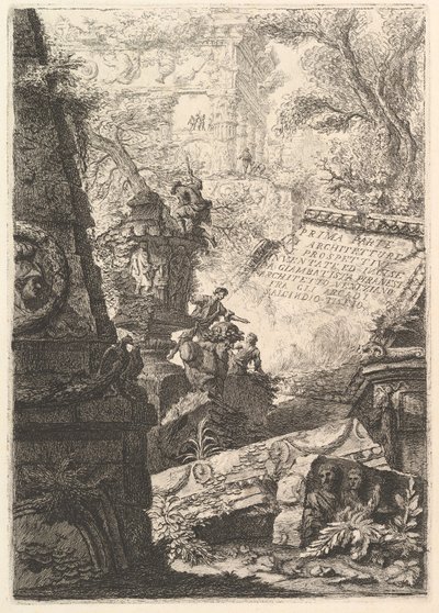 Frontispício: primeira parte de arquiteturas e perspectivas, Roma, ca. 1750 de Giovanni Battista Piranesi