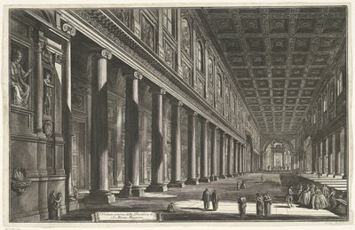 Interieur van de Santa Maria Maggiore te Rome Vista interior da Basílica de S. Maria Maggiore (título no objeto) Gezichten op Rome (título da série) Vistas de Roma projetadas e gravadas pelo arquiteto Giambattista Piranesi Ve (nez) iano (título da série) de Giovanni Battista Piranesi