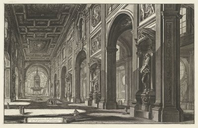 Interieur van de Sint-Jan van Lateranen te Rome
Vista interior da Basílica de São João de Latrão (título sobre o objecto)
Gezichten op Rome (título da série)
Vistas de Roma desenhadas e gravadas pelo arquitecto Giambattista Piranesi Ve(nez)iano (título  de Giovanni Battista Piranesi