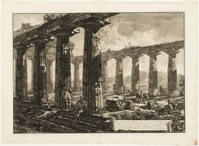 Vista interior do templo que se acredita ter sido dedicado a Juno, de diferentes vistas de Paestum de Giovanni Battista Piranesi