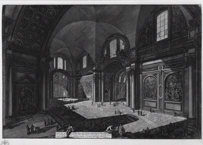 Interior da basílica de Santa Maria degli Angeli, ex-banhos de Diocleciano, entre 1765 e 1775 de Giovanni Battista Piranesi