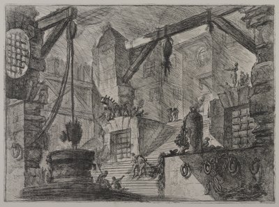 Invenzioni Capric di Carceri; Hind 13, First State of Three, c.1749 (gravura sobre papel avermelhado) de Giovanni Battista Piranesi