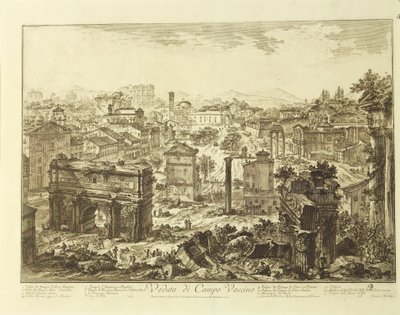 Italien, Rom, Blick auf Campo Vaccino (Forum Romanum) mit dem Bogen des Septimius Severus von Giovanni Battista Piranesi