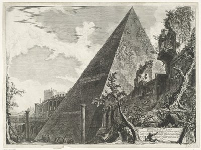 Piramide de Cestius te Roma Pirâmide de C. Cestio (título no objeto) Gezichten op Rome (título da série) Vistas de Roma projetadas e gravadas pelo arquiteto Giambattista Piranesi Ve (nez) iano (título da série) de Giovanni Battista Piranesi