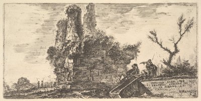 Ilustração 27: Tumba dos três irmãos Curiatii em Albano Sepulcro dos três irmãos C ..., ca. 1748 de Giovanni Battista Piranesi