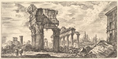 Ilustração 7: Templo de Júpiter Tonans Júpiter, o Trovão. 1. Templo da Concórdia. Temp ..., ca. 1748 de Giovanni Battista Piranesi