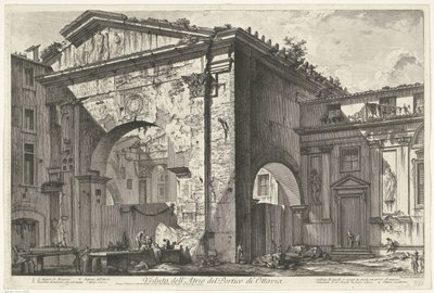 Porticus van Octavia te Rome Vista do Átrio do Pórtico de Octavia (título no objeto) Gezichten op Rome (título da série) Vistas de Roma projetadas e gravadas pelo arquiteto Giambattista Piranesi Ve (nez) iano (título da série) de Giovanni Battista Piranesi