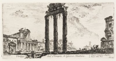 Ruínas do Templo do Estator de Júpiter [Júpiter, o Apoiador]. 1. Templo de Antonino e Faustina. 2. Templo da Paz, placa 10 de Algumas Vistas dos Arcos do Triunfo e outros Monumentos de Giovanni Battista Piranesi