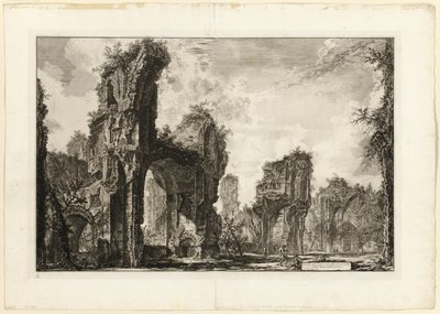 Ruínas do Xystus [um longo pórtico aberto usado para exercícios atléticos], o salão central dos Banhos Antoninos [Os Banhos de Caracalla], de Vistas de Roma de Giovanni-Battista Piranesi