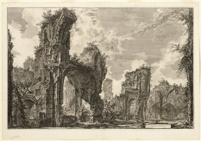 Ruínas do Xystus [um longo pórtico aberto usado para exercícios atléticos], o salão central dos Banhos Antoninos [Os Banhos de Caracalla], de Vistas de Roma de Giovanni-Battista Piranesi