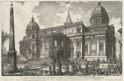 Santa Maria Maggiore te Roma
Vista da fachada traseira da Basílica de S. Maria Maggiore (título sobre o objecto)
Gezichten op Rome (título da série)
Vistas de Roma desenhadas e gravadas pelo arquitecto Giambattista Piranesi Ve(nez)iano (título da série) de Giovanni Battista Piranesi