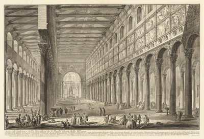 Vista interior da Basílica de São Paulo Extramuros de Giovanni Battista Piranesi