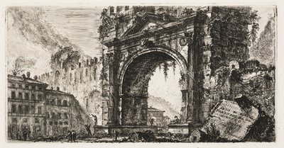 O Arco de Rimini construído por Augusto, placa 17 de Algumas Vistas dos Arcos do Triunfo e outros monumentos de Giovanni Battista Piranesi