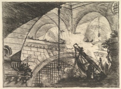 O arco com um ornamento de concha, da Carceri dinvenzione Imaginary Prisons, ca. 1749-50. de Giovanni Battista Piranesi