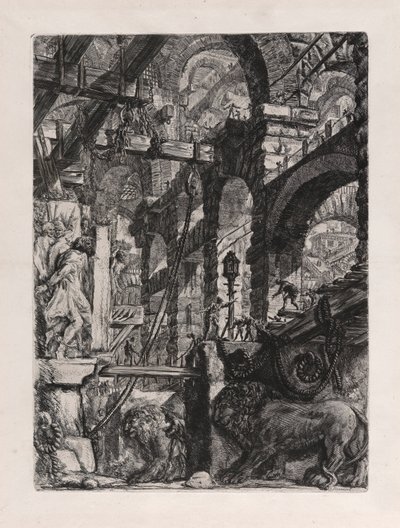The Lion Bas-Reliefs, placa 5 de Carceri d de Giovanni-Battista Piranesi