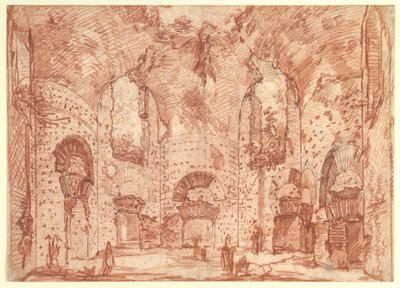A sala octogonal nas Pequenas Termas da Villa de Adriano (Tivoli) de Giovanni Battista Piranesi