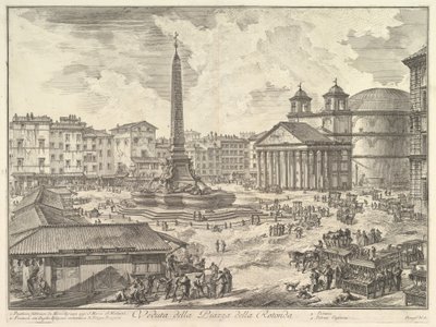 A Piazza della Rotonda, com o Panteão e o obelisco, de «Vedute di Roma» de Giovanni Battista Piranesi