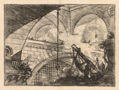 As prisões: uma série de galerias com construção de vigas em forma de guindaste de Giovanni Battista Piranesi