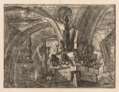 As prisões: arcos redondos saltando de uma coluna quadrada, 1745-1750. de Giovanni Battista Piranesi