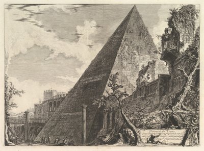 A pirâmide de Gaius Cestius, do Vedute di Roma Roman Views, ca. 1756 de Giovanni Battista Piranesi